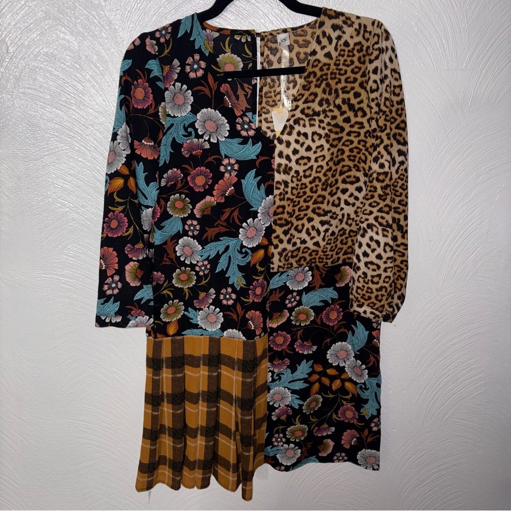 Uncle Frank Floral and Leopard Patchwork Dress Si… - image 1